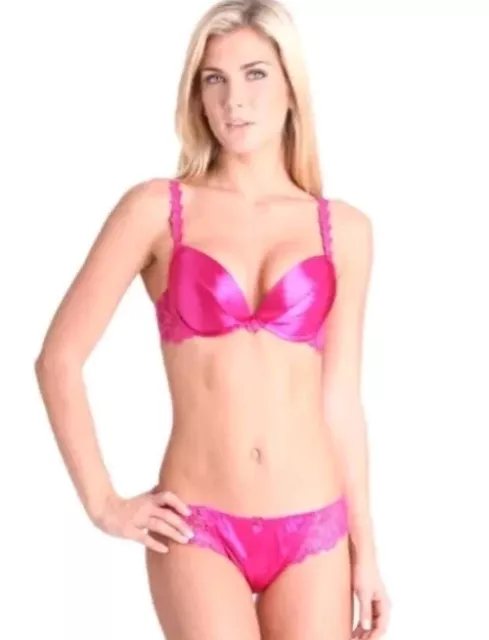 Splendour Magenta Satin 36D Push-Up Bra The Splendourbra Secret Padded