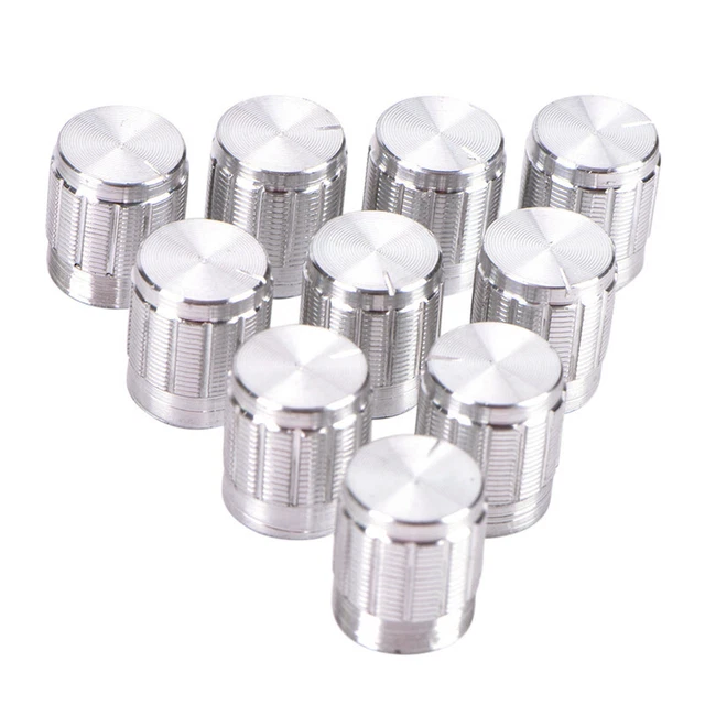 10Pcs 15x17mm Silver Knob Cap Aluminum Alloy Potentiometer Volume Regulator Kno#