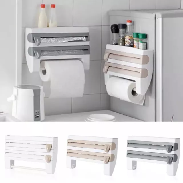 Cling Film and Kitchen Foil Dispenser Paper Towel Roll Holder Wall Mounted Rack