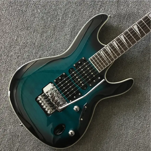 Custom Jack Electric Guitar Blue Flamed Maple HSH Pickups FR Bridge guitar 4