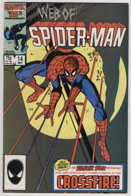 1986 Marvel #14 Web of Spider-Man Direct Edition Black Fox Appearance