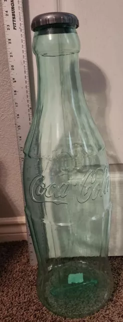 Coke Coca Cola Bottle Bank 23" Collectors Plastic Clear Green Tint Giant Large