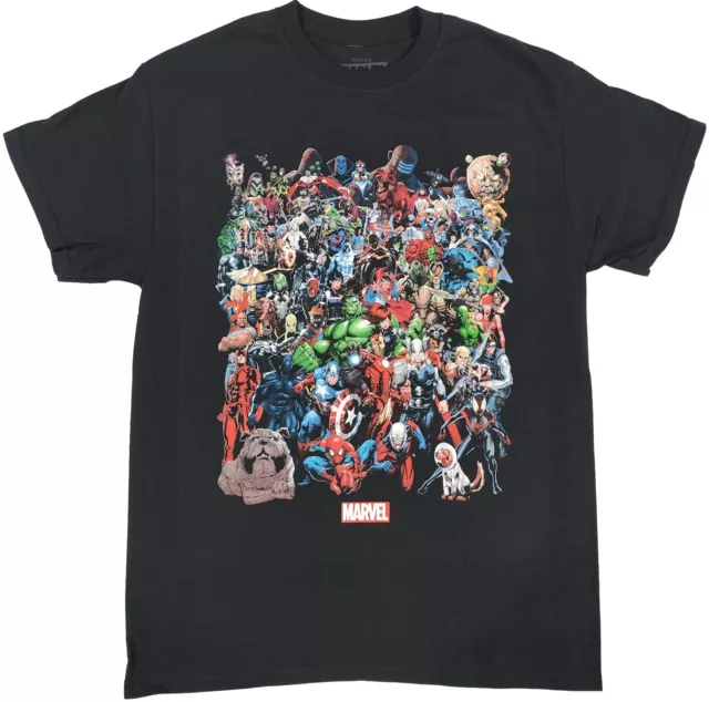 Marvel Shirt Mens X-Large Group Shot Superhero Tee T-Shirt Spiderman Iron Man