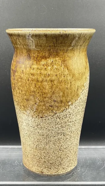 Vintage Art Pottery Vase Artist Signed Mid Century Speckled Drip Glazed