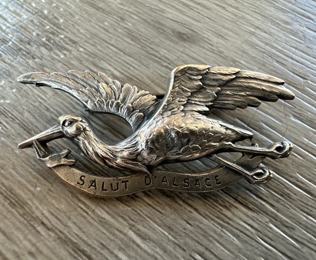 Broche Ancienne Ajourée Salut D'Alsace - Métal Argenté - Occasion Très Bon état - Bijou Vintage