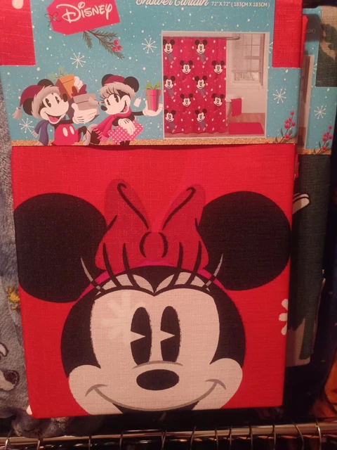 DISNEY MICKEY & MINNIE MOUSE Christmas Shower Curtain 72×72
