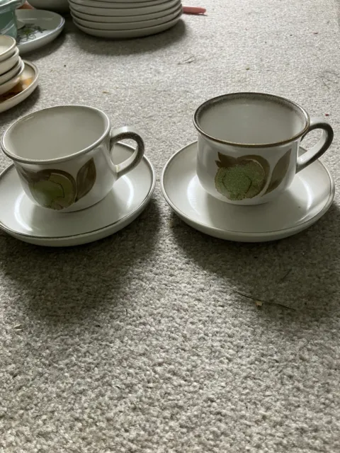 Denby Troubadour 2 x Tea Cups and Saucers
