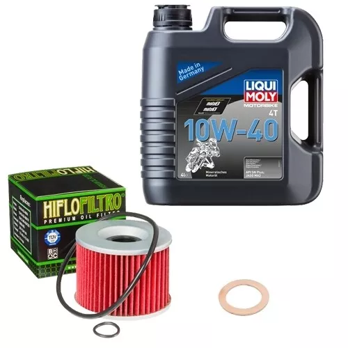 Motor Ölwechselset LIQUI MOLY Öl 4Takt 10W-40 4L + HF401 Ölfilter