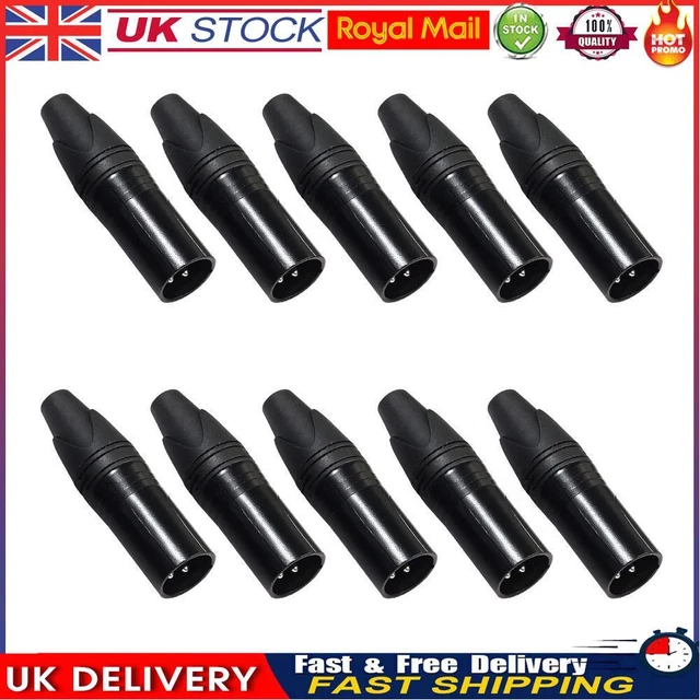 10pcs DIY Microphone XLR 3Pin Male Plug Connector Cable Solder Plug MIC Adapter