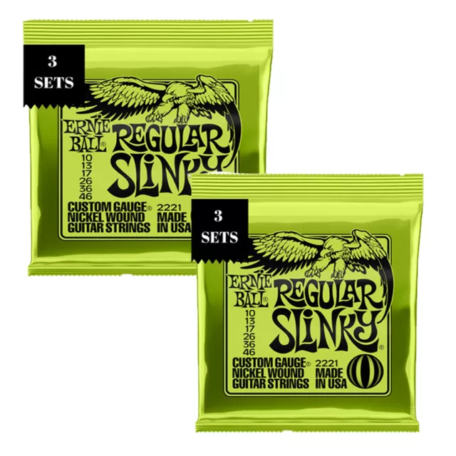 Cuerdas de guitarra eléctrica regulares enrolladas en níquel resbaladizo Ernie Ball 10-46 2221 6 juegos 2