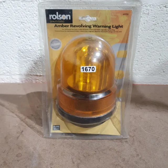 Rolson 60705 25W Amber Auto Revolving Light with 12V Cigarette Lighter Plug