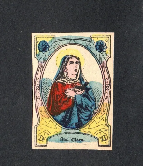 Antico santino de Santa Clara de Asis image pieuse estampa holy card