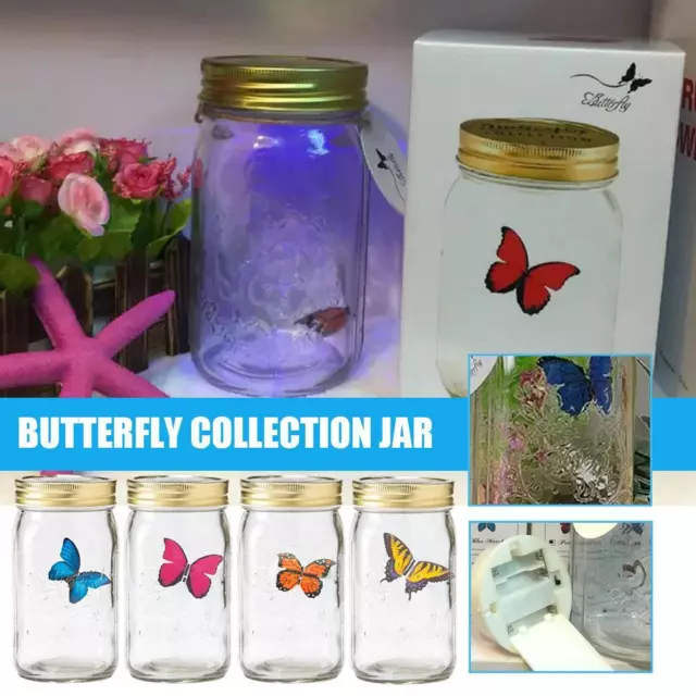 LED Animated Butterfly In A Jar Fluttering Amazing Collection Battery Operated[