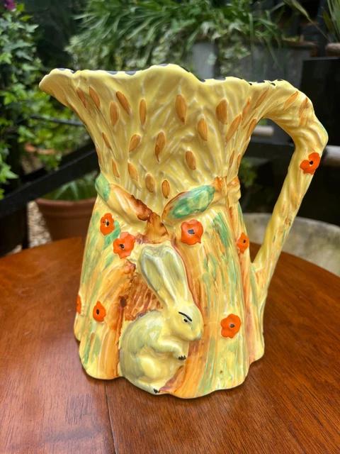 ART DECO BURLEIGH Ware Hare Rabbit Amongst Wheat & Poppies Jug £30.00 ...
