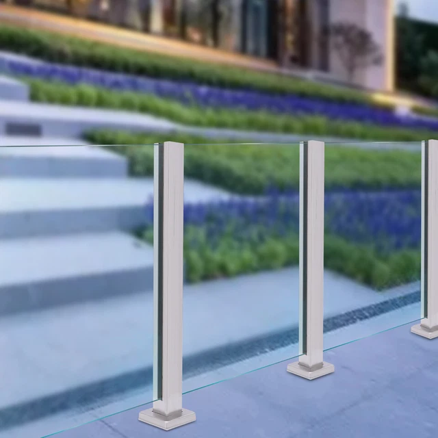 Glass Railing Post,Mid Post Without Glass drilling 304 Stainless Steel 25.6in