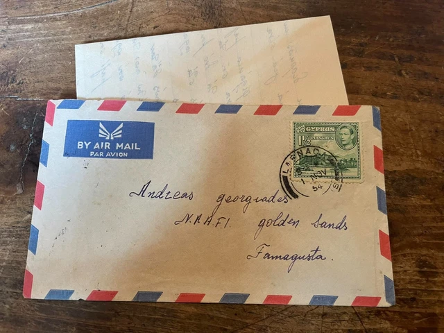 Famagusta Cyprus Stamped Letter by Air from Larnaca to Naafi 1954