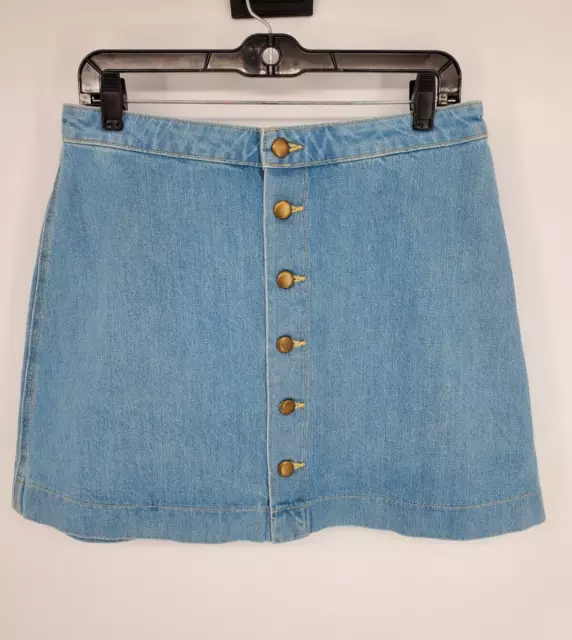 American Apparel Denim Skirt Womens Size Large Light Wash Blue Made in USA