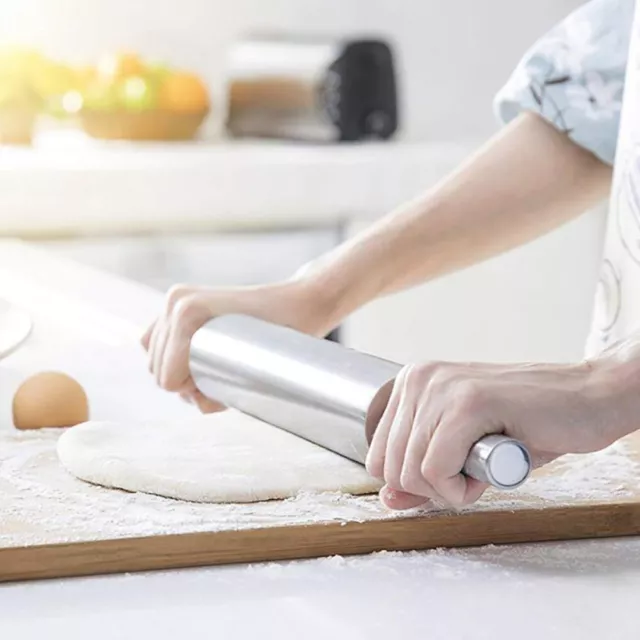 Stainless Steel Dough Roller Pastry Noodle Rolling Pin