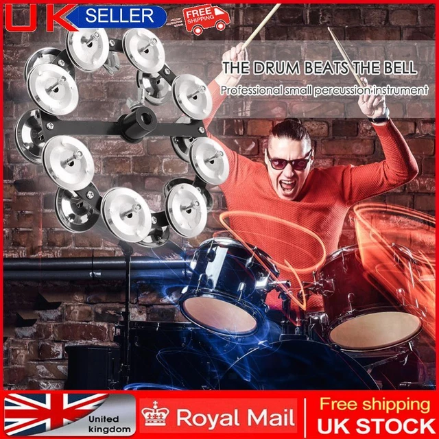Drum Cymbals Hi Hat Tambourine Bells with Row Jingles Percussion Kids Music Gift