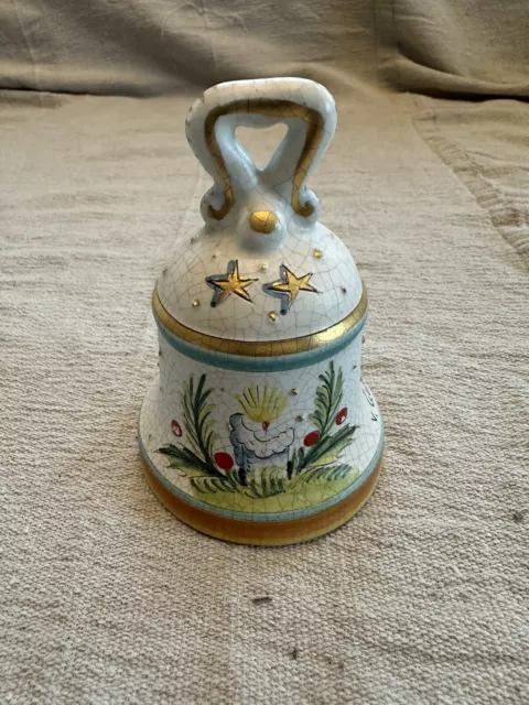 Vintage Veneto Flair 1976 Christmas Bell, signed 825/2000 Candle and holly