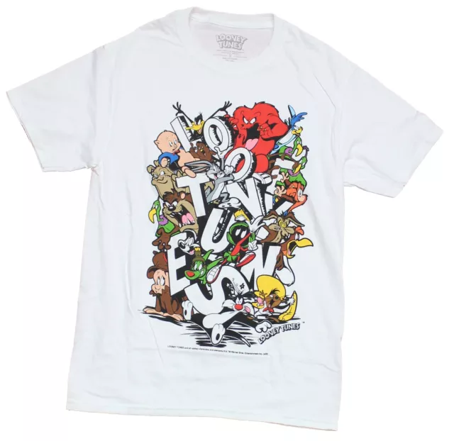 LOONEY TUNES MENS T-Shirt - Bugs Bunny Daffy & More Piled in Letters ...