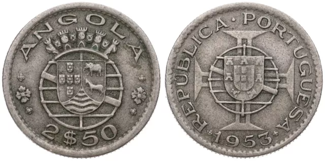 Angola - 2,5 Escudos 1953-1974 - Cu/Ni KM# 77 verschiedene Jahrgänge