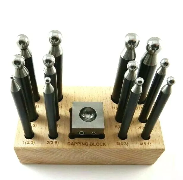 13pc Steel Doming Block and Punch Set Dapping jewelers Metal Shaping Tool Kit