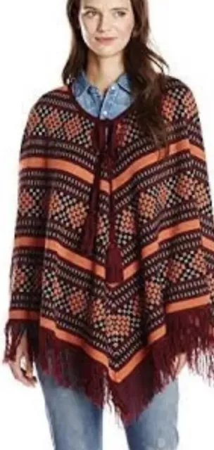 plenty by Tracy Reese Women’s M/L striped fringed folkloric poncho SW3