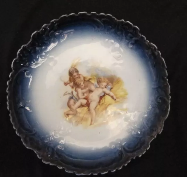 Antique Porcelain Charming Plate CHERUBS PUTTI marked Austria