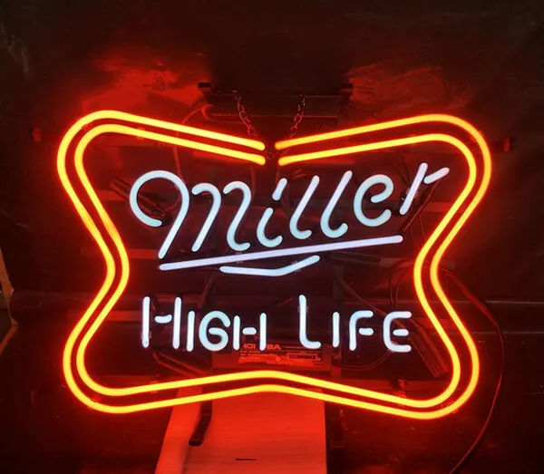 New Miller High Life Lite Lamp Neon Light Sign 17"x14" Beer Real Glass Bar