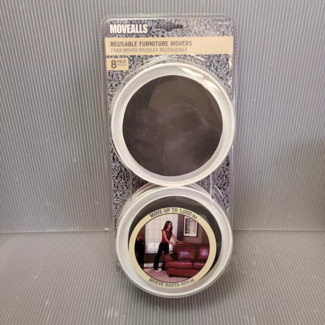 8 Pack 4.75" Movealls Furniture Movers Sliders ~Up To 1000 Load ~New Sealed