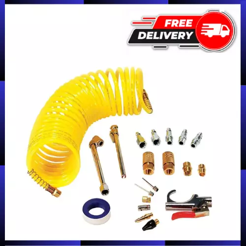 Air Accessory Kit with 25 Ft. Recoil Air Hose (20-Piece) easy to use and handle