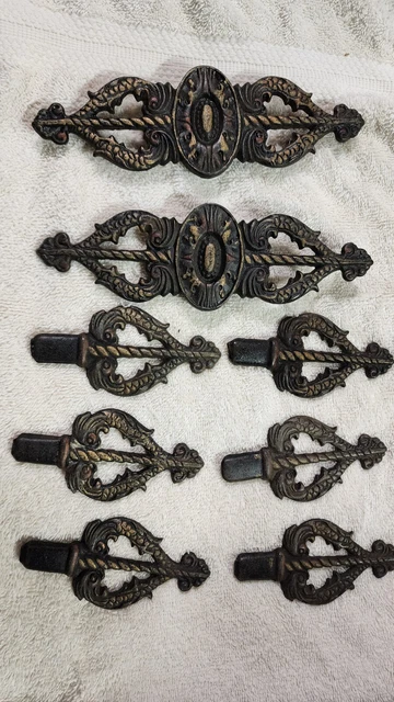 Lot of 8 Vintage Ornate Cast Iron Fence Finials ~ Vintage Architectural Salvage
