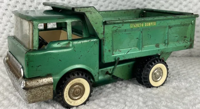 Vintage 1960s Green Structo  Hydraulic Dually Dump Truck Working condition