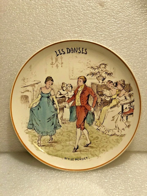 assiette en faience colorisée CREIL ET MONTEREAU les danses    N°1 le menuet