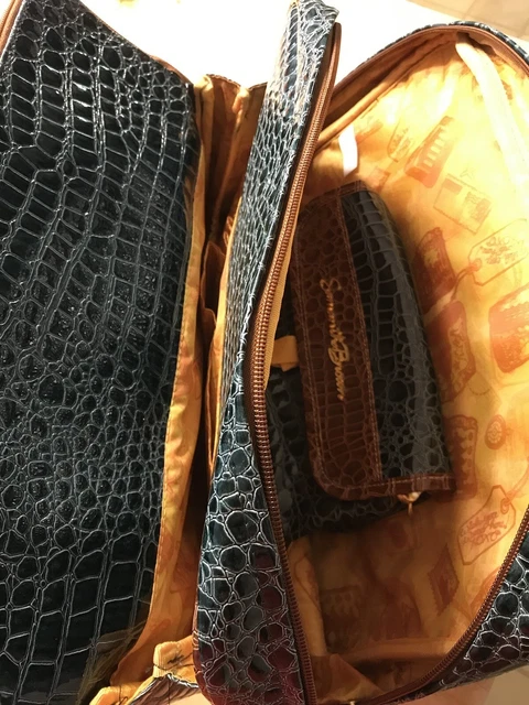 Samantha Brown Croc Embossed Carry On Set Green Camel 11