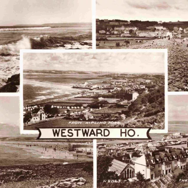 Westward Ho Devon Multiview - Vintage Valentines RPPC Postcard R26