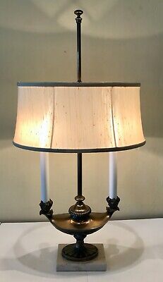 Vintage Stiffel Brass French Bouillotte Aladdin Style 2-Light Table Lamp 27"