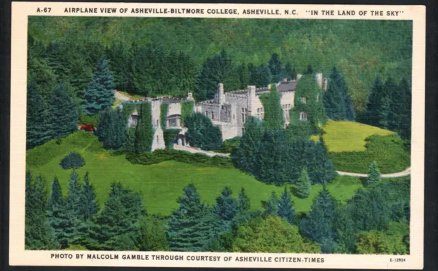 Asheville, Nc * Biltmore Estate ~ Aerial View * Unposted Vintage Linen