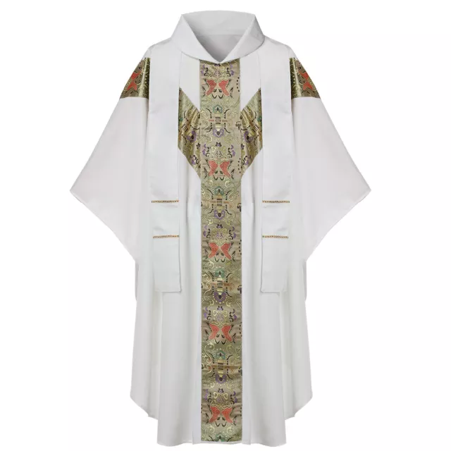 Christian Church Liturgical Clergy Chasuble Pastor Priest Robe With White Stole