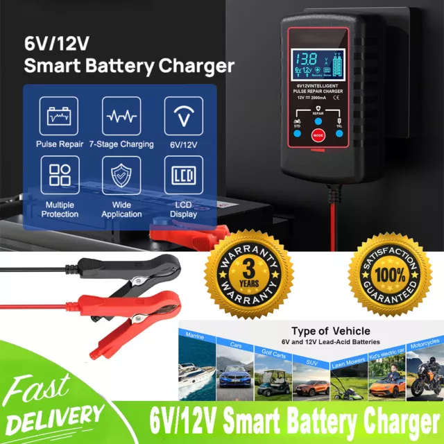 6/12V Smart Automatic Battery Charger Maintainer Motorcycle Car Trickle Float