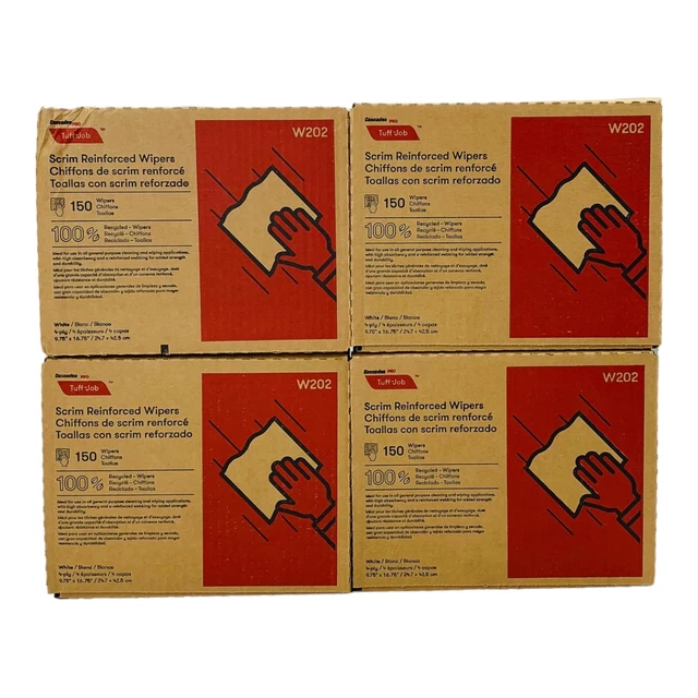 4 Boxes Cascades Pro Tuff-Job Scrim Reinforced 4-Ply Wipers 9.75" x 16.75"