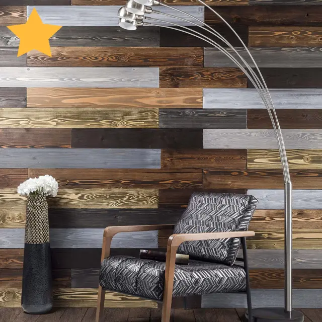 Decorative Wood Wall Panels Farmhouse Planks 3D Rustic Wallpaper for Home Office