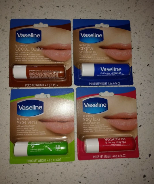 VASELINE LIP THERAPY Lip Balm 4 Packs Original Aloe Vera Cocoa Butter