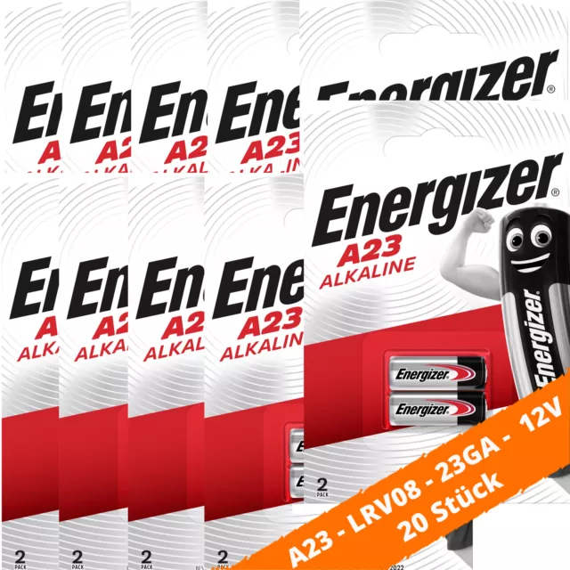 20 x Energizer A23 12V Batterie Knopfzelle MN21 P23GA A23 23A LR23 LRV08 50mAh