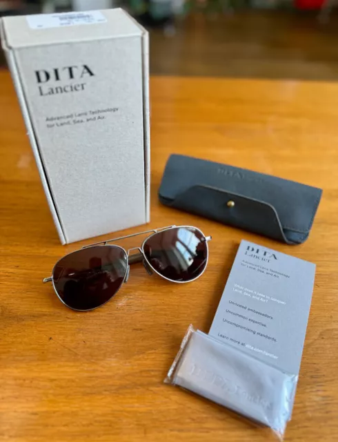 DITA LANCIER AVIATOR-STYLE SILVER SUNGLASSES (LSA-101 - 61mm LENS) - SUPERB!