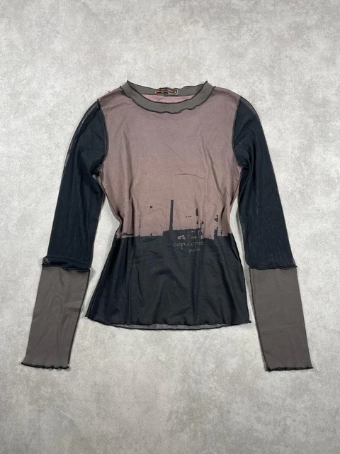 T-shirt Stretch Vintage Y2K – Motif Graphique Méditerranéen – Taille M