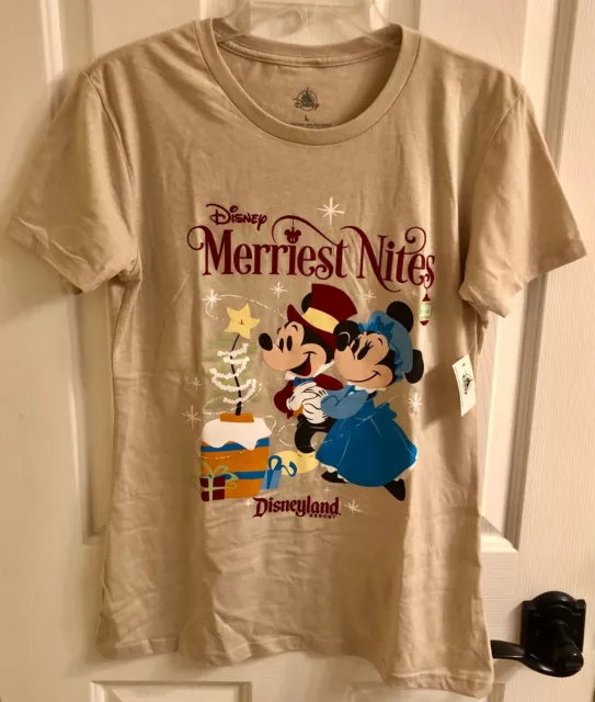 Disneyland Merriest Nights 2021 T-shirt Ladies Size Large Fitted Mickey Minnie