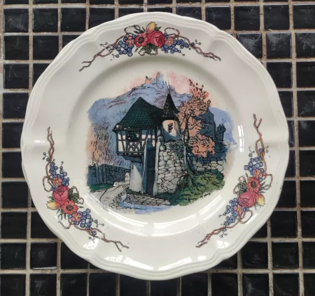 Ancienne Petite Assiette Alsace Obernai Faïencerie Sarreguemines France H.Loux