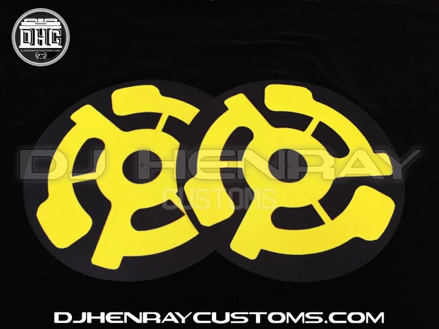 Yellow 45 adapter Dj Slipmats pair sl1200mk2 mk5 m3d m5g Technics any turntable